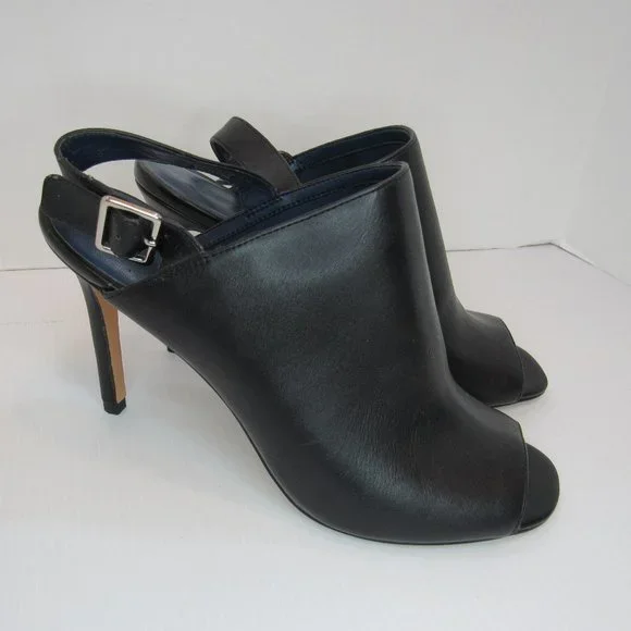 Charles & Keith Black Sling Back Peep Toe Stiletto Heels - Picture 1 of 12